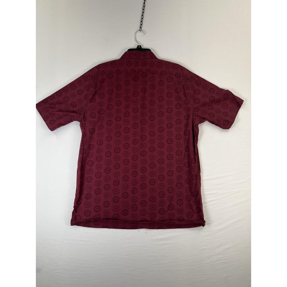 Structure Shirt Mens XL Red Geometric Short Sleeve Button Up Stretch Casual - Picture 2 of 6